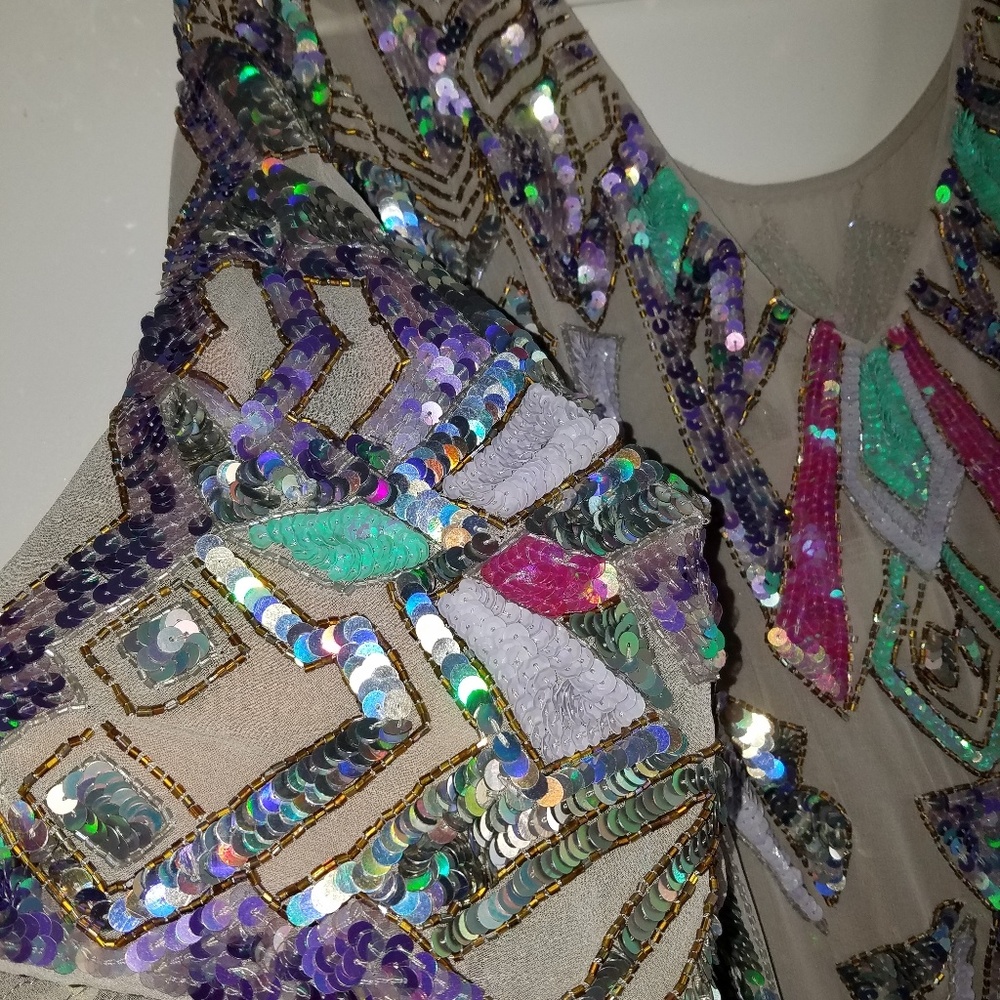 Nude & Iridescent Sequined - •ASOS• | Beaded Dress - Picture 5 of 8